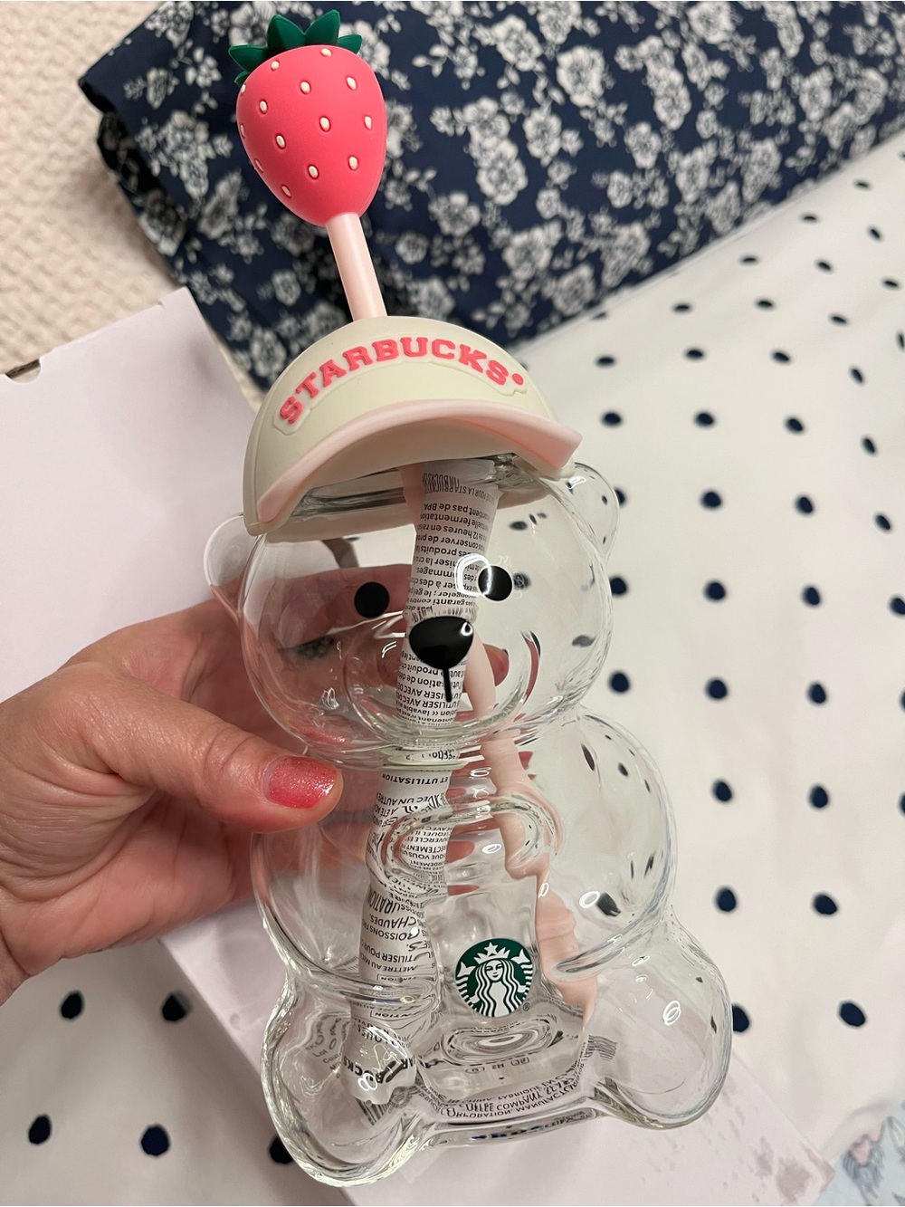 Authentic Starbucks Strawberry Bear Cup with Pink Straw
